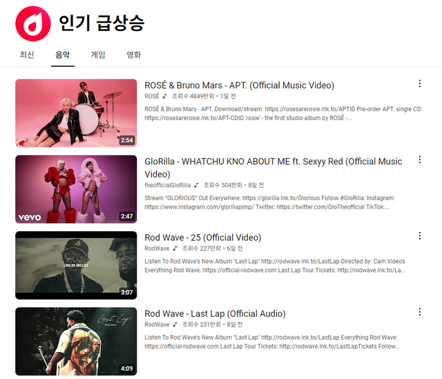 4211111111.png 미쳐버린 로제 \'아파트(APT)\' 조회수