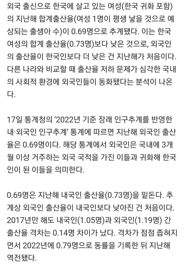 외국인도 애 안 낳는다… “저출산 한국에 동화”