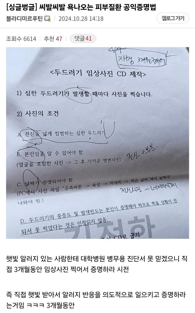 욕나오는 피부질환 공익증명법