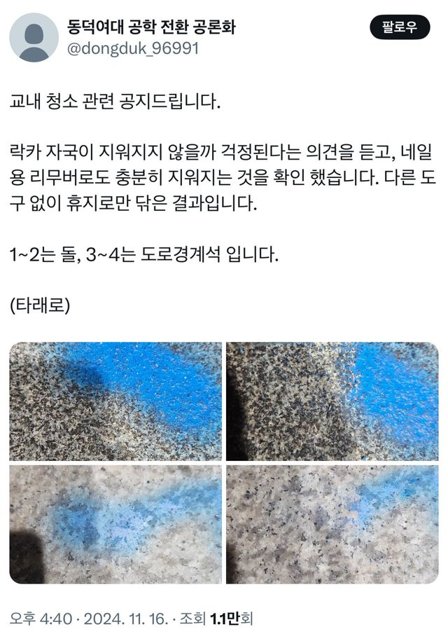 실제로 락카 지우고 있는 동덕여대 시위꾼들.jpg