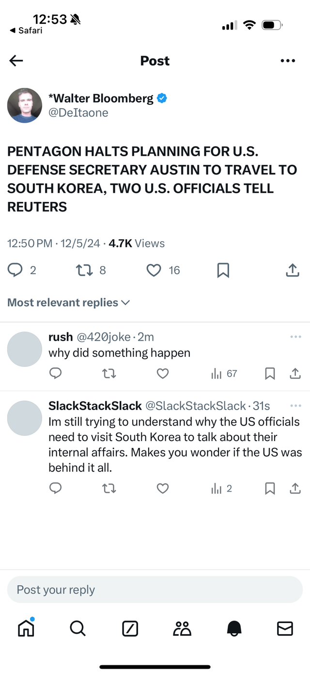 미국 펜타곤 “미국 국방부 장관 한국 방문 일정 중단하기로함“