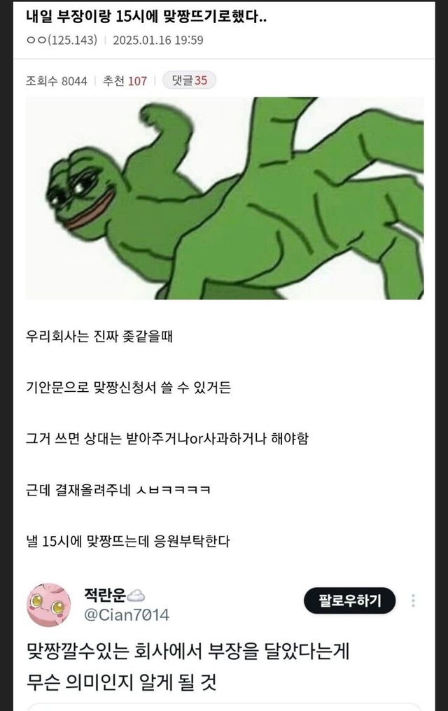 3b9d1ef765c2e98e75e95532a8f4edfa.webp.ren.jpg 내일 부장이랑 15시에 맞짱뜨기로 했다..