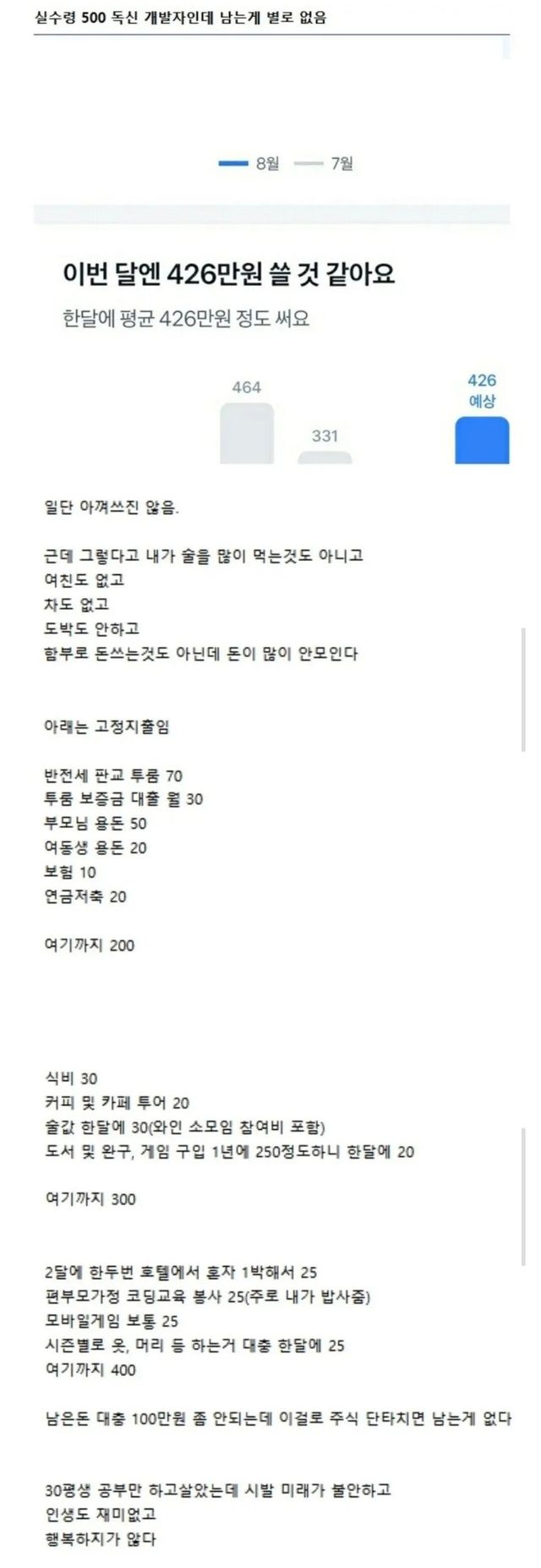 실수령500 개발자의 신세한탄