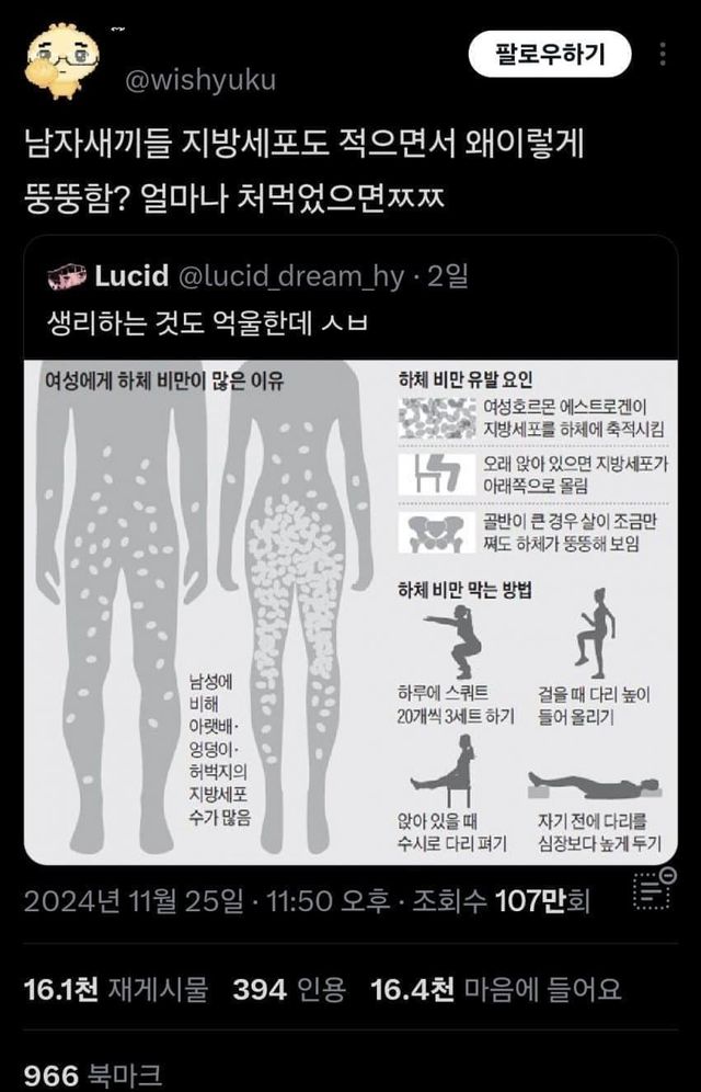 여자에게 하체비만이 많은 이유