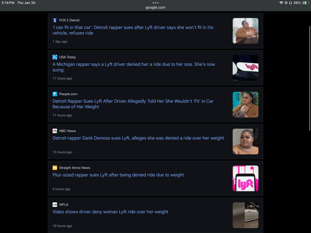 과체중 래퍼 승차거부때문에 소송