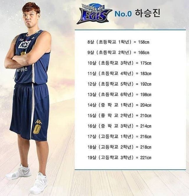 키 221cm 하승진의 초등학생때 키