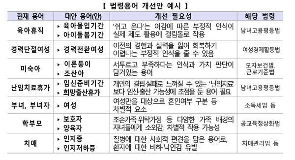 나라에서 밀고 있는 대안 용어