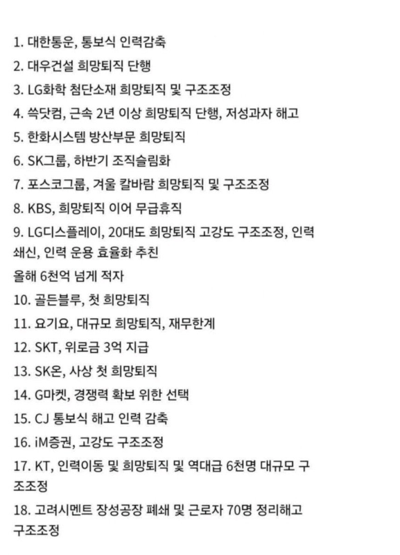 image.png 커뮤에선 기본으로 정년 다 채운다던 대기업들 현실