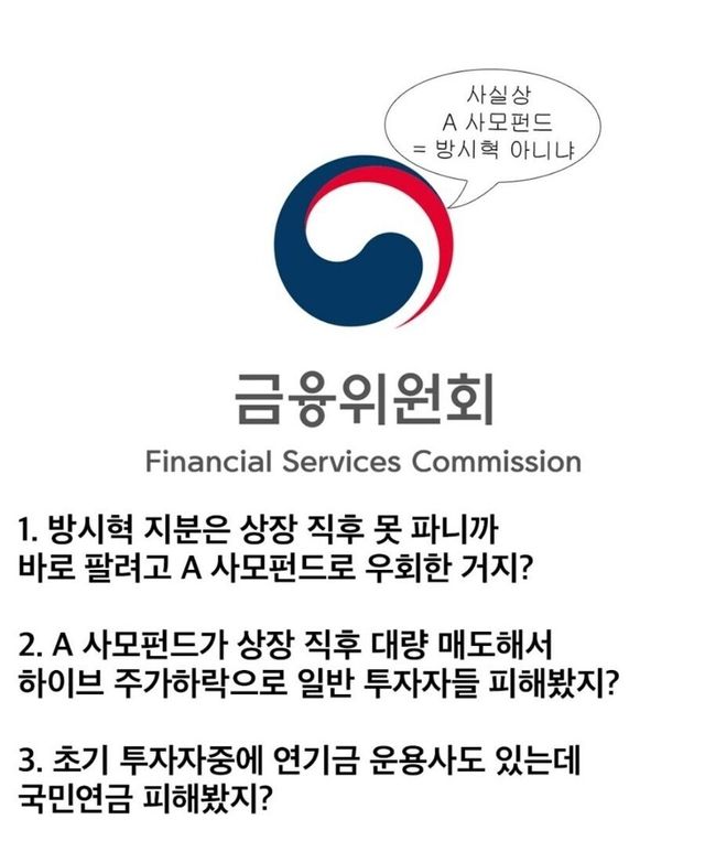 금융위원회가 방시혁을 검찰 고소한 이유