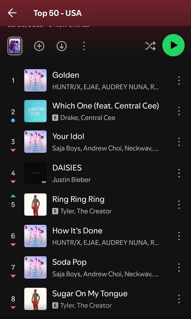 오늘 드레이크 신곡 나오며 케이팝데몬헌터스가