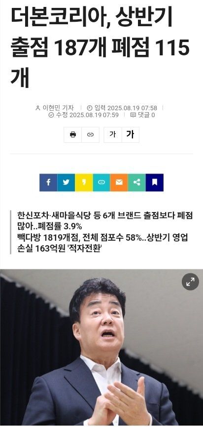 뉴우우스.jpg 백종원의 더본코리아 - 상반기 적자전환