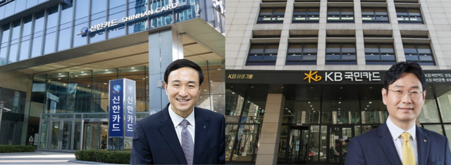 (왼쪽부터) 문동권 신한카드 대표, 이창권 국민카드 대표 [뉴스락 편집]