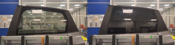 &nbsp;'vplc' 기술이 적용된 유리의 투명도 조절 시연 모습. 사진 KCC글라스 [뉴스락]