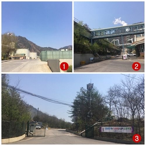 사진1=영풍석포제련소 1공장 정문. 사진2=영풍석포제련소 2공장 정문. 사진3=영풍석포제련소 3공장 정문 [뉴스락DB]