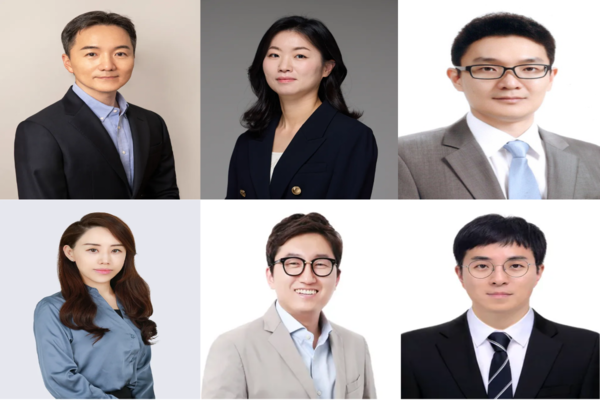 왼쪽 상단부터 신동훈 부사장, 신지은 부사장, 손성훈 상무, 안소신 상무, 이남훈 상무, 정의한 상무. 삼성바이오에피스 제공 [뉴스락]