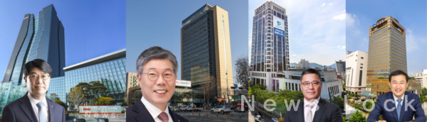 왼쪽부터 방선빈 부산은행 은행장, 황병우 iM뱅크 은행장, 백종일 전북은행 은행장, 고병일 광주은행 은행장. 뉴스락 편집