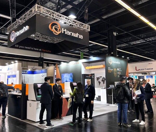 19~25일(현지시각)&nbsp;독일 쾰른에서 개최되는&nbsp;IDS2025에 설치된 한화세미텍 부스 전경. 한화세미텍 제공 [뉴스락]