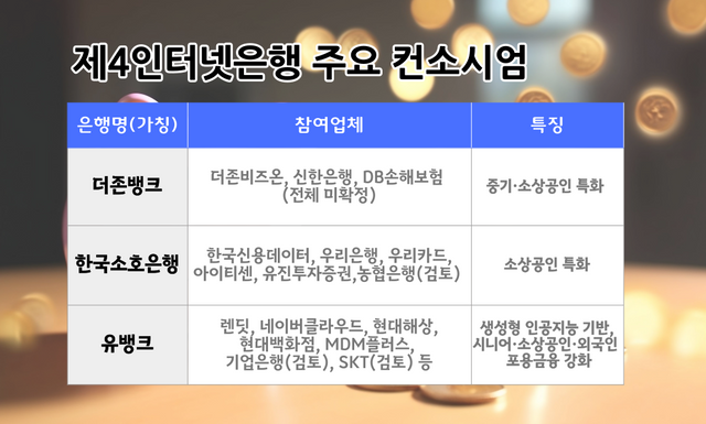 제4인터넷은행 주요 컨소시엄 참여사 및 특징. [뉴스락 편집]