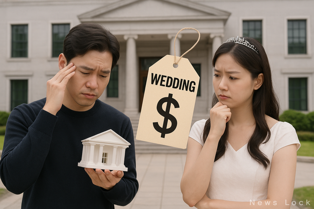 높아지는 결혼 비용과 웨딩업체의 갑질에 시름이 깊어지는 예비신혼부부. 사진 챗GPT 생성 [뉴스락]