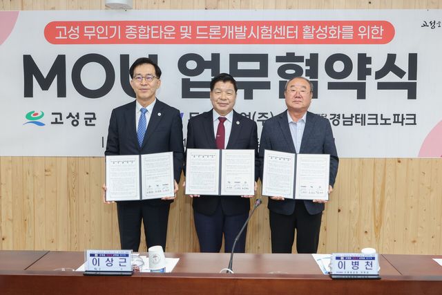 고성군-두원중공업과 업무협약 체결 사진. 고성군 제공 [뉴스락]