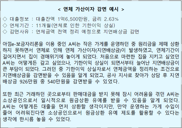 보금자리론‧적격대출 채무조정 제도 주요내용. 한국주택금융공사 제공 [뉴스락]