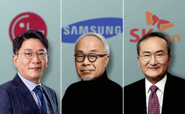(왼쪽부터) 김동명 LG에너지솔루션 대표, 최주선 삼성SDI 대표, 이석희 SK온 대표. 사진 각 사 제공 [뉴스락편집]