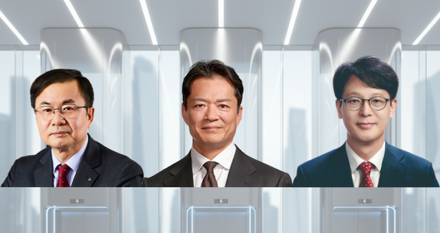 (왼쪽부터) 조재천 현대엘리베이터 대표, 정지훈 오티스 대표, 조영조 TK엘리베이터 대표. 각 사 제공 [뉴스락 편집]