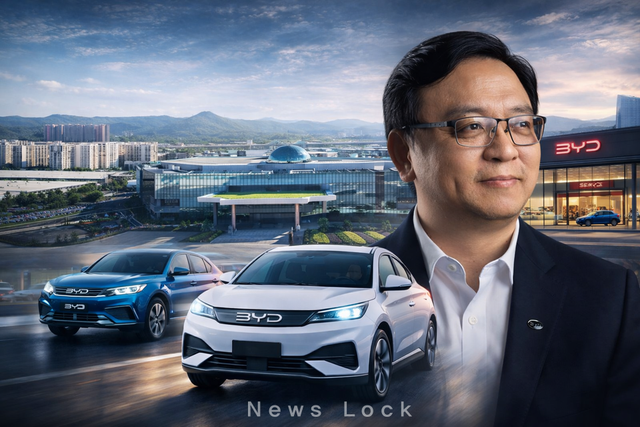 BYD 본사 전경과 왕촨푸 BYD 회장. BYD코리아 제공 [뉴스락 편집]