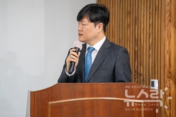 허제홍 대표이사가 25일 대구 본사에서 열린 제26기 정기주주총회에 참석해 발언하고 있다. 사진=엘엔에프 [뉴스락]