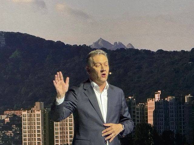 게르놋 될너&nbsp;아우디 CEO가&nbsp;‘더 뉴 아우디 A6 미디어 컨퍼런스’에서 발표를 하고있다. 사진=강동완 기자 [뉴스락]