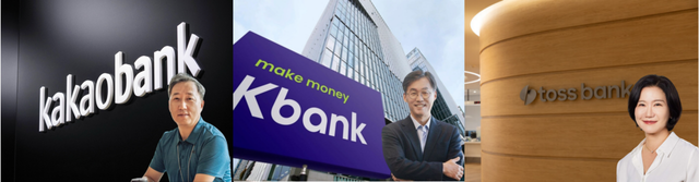 (차례대로) 윤호영 카카오뱅크 대표, 최우형 케이뱅크 대표. 이은미 토스뱅크 대표 각 사 제공 [뉴스락 편집]