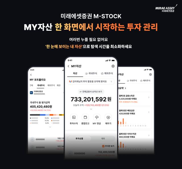 미래에셋증권 M-STOCK 'MY자산' 서비스.&nbsp;미래에셋증권 제공 [뉴스락]