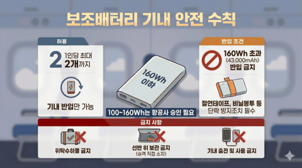 8일 국토교통부에 따르면, 우리나라가 국제민간항공기구(ICAO)에 제안한 '보조배터리 기내 안전관리 강화 방안'이 ICAO 이사회 승인을 거쳐 국제 기준으로 확정됐다. 사진=국토교통부 [뉴스락]
