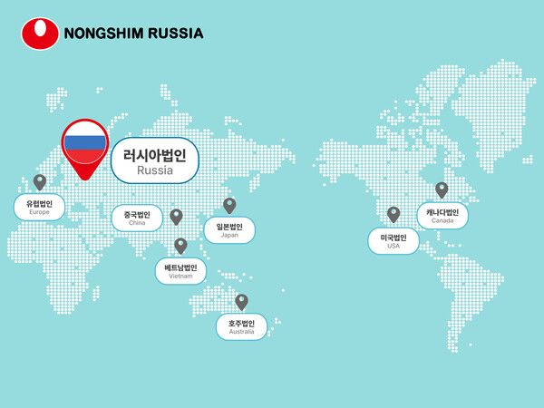 농심 해외법인 지도 그래픽. 농심 제공 [뉴스락]