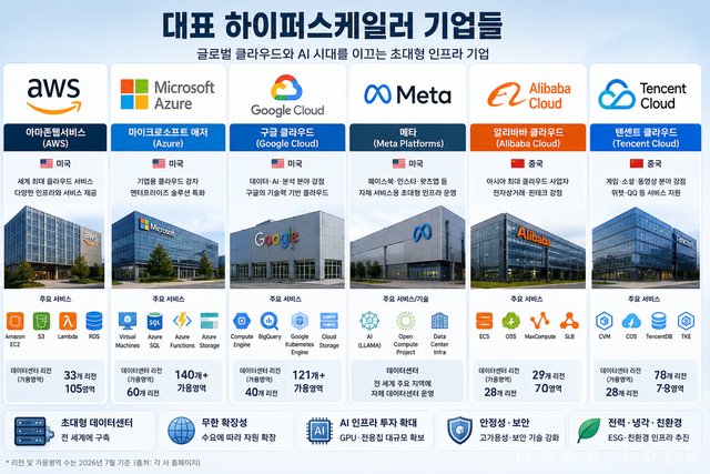 전 세계 대표 하이퍼스케일러 기업들. AI 이미지 생성.