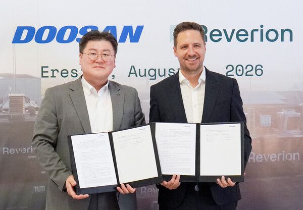 두산퓨얼셀이 독일의 에너지 전문기업 리베리온(Reverion GmbH)과&nbsp;약 1,087억 원 규모의 고체산화물연료전지(SOFC) 스택 공급 계약을 체결했다. 사진 두산 [뉴스락]