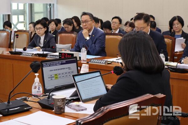 12일 국회 소통관에서 최혜영 의원이 질의에 나서고 있다.&nbsp;ⓒ투데이신문
