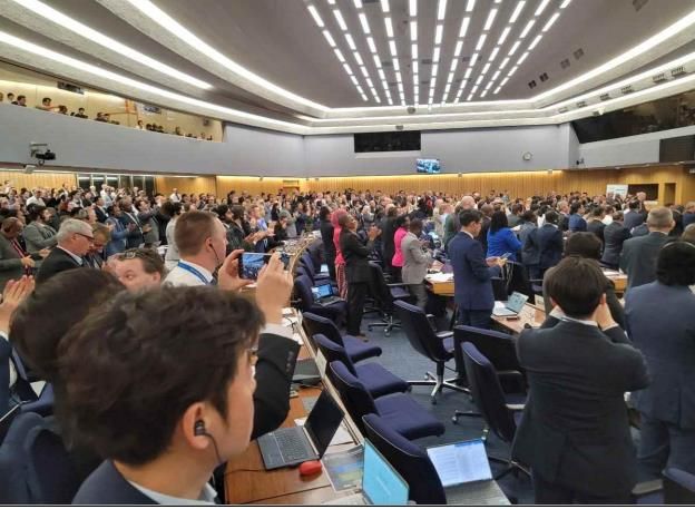 국제해사기구가 지난 3일부터 7일까지 영국 런던에서 제 80차 해양환경보호위원회를 열고 오는 2050년 국제해운 탄소중립 실현을 목표로 한 ‘2023 온실가스 감축전략’을 채택하고 있다. [사진제공=해양수산부]