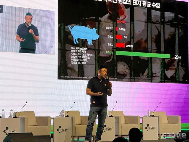 신세계푸드 송현석 대표가 2024 헬시 이노베이션 콘퍼러스에 참석해 푸드테크 우수 사례에 대해 발표하고 있다.&nbsp;ⓒ 투데이신문