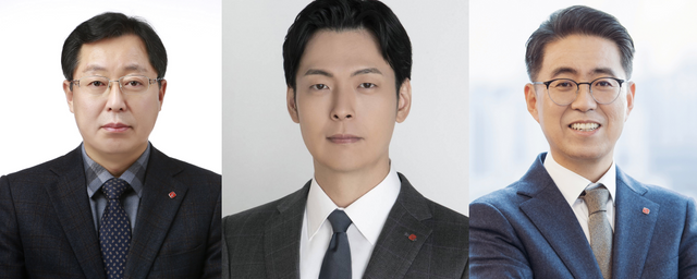 롯데지주 경영혁신실 노준형 사장(왼쪽부터), 롯데지주 미래성장실 신동빈 부사장, 롯데 화학군 총괄대표 이영준 사장. [사진제공=롯데그룹]