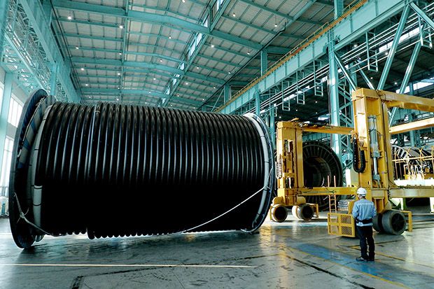 대한전선이 초-장조장 지중 케이블을 생산하고 있다​. [사진제공=대한전선]