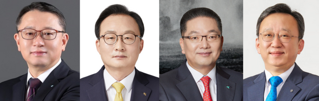 왼쪽부터 우리은행 정진완 후보, KB국민은행 이환주 후보, 하나은행 이호성 후보, 신한은행 정상혁 은행장 [사진제공=각 금융지주/투데이신문 편집]