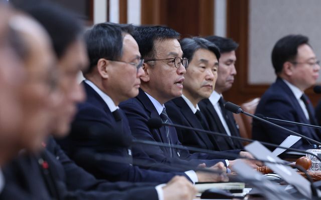  최상목 대통령 권한대행 부총리 겸 기획재정부 장관이 31일 서울 종로구 정부서울청사에서 열린 국무회의를 주재하며 발언하고 있는 모습. [사진제공=뉴시스]<br>