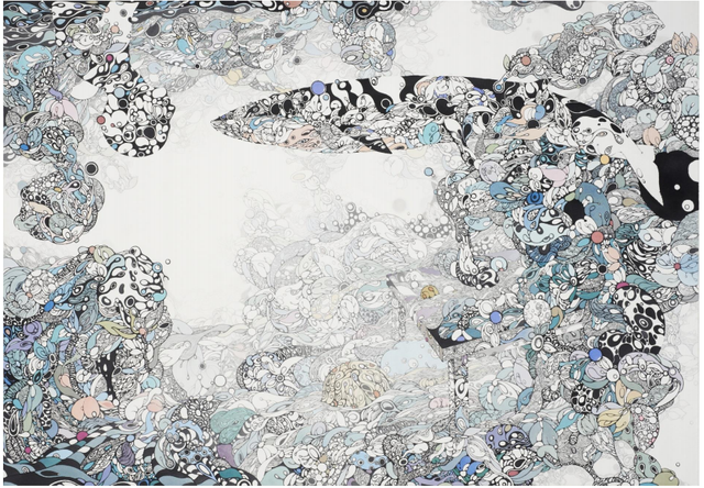 Inside and outside of landscape-21_ 200x140 cm_ 장지에 먹, 아크릴 채색_ 2012