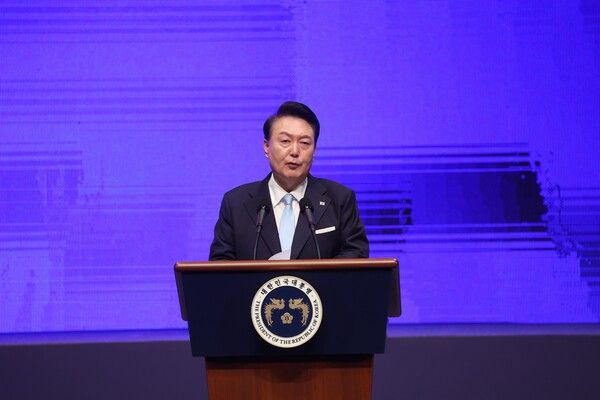 윤석열 대통령이 광복 79주년 경축식에서 기념사를 통해 8.16 통일 독트린을 발표했다. [사진 출처=뉴시스]<br>