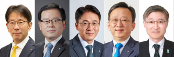 왼쪽부터 KB국민은행 이재근 행장, 우리은행 조병규 행장, NH농협은행 이석용 행장, 신한은행 정상혁 행장, 하나은행 이승열 행장 [사진제공=각사]