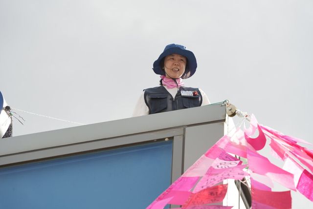 고공에서 농성 중인 박정혜 한국옵티칼하이테크지회 수석부지회장. [사진제공=전국금속노동조합]