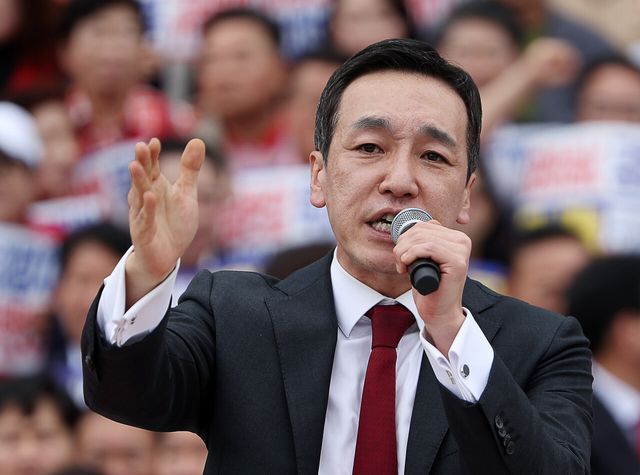 김민수 국민의힘 최고위원이 지난 9월 12일 오후 서울 여의도 국회에서 열린 '야당탄압 독재정치 규탄대회'에서 연설을 하고 있다. [사진제공=뉴시스]