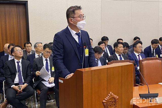 29일 오후 진행된 국회 산업통상자원중소벤처기업위원회 국정감사에서 한화솔루션 남정운 대표이사가 발언하고 있다. ⓒ투데이신문