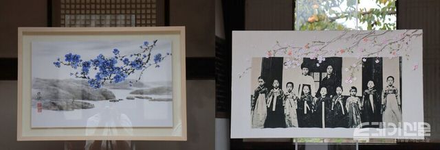 9일 오후 ‘낙선재 100년의 시간과 풍경’ 행사를 맞아 창덕궁 낙선재에 전시된 현대 작가들의 작품들. 좌＝빈석주 작가의 수묵담채화 ‘상념’, 우=장원숙 작가의 ‘덕혜옹주 유치원 시절’.&nbsp;ⓒ투데이신문<br>